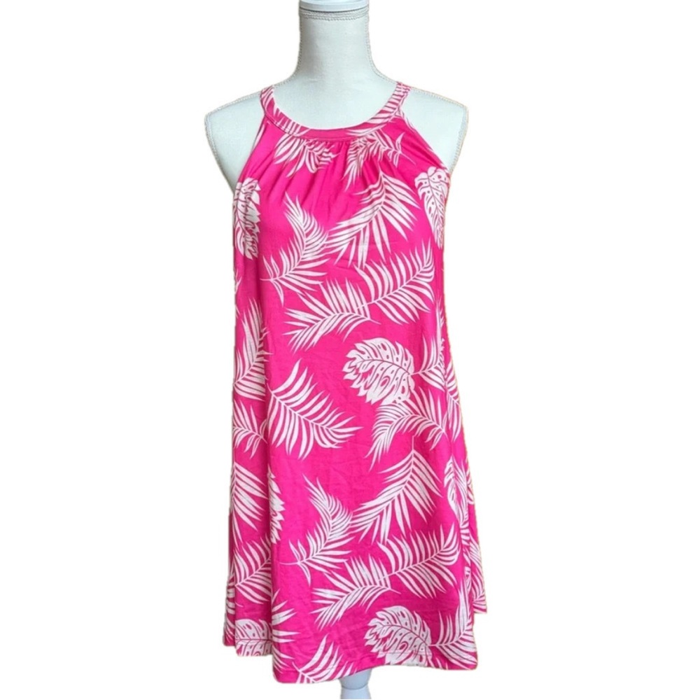 Pink Tropical Print Halter Dress size S